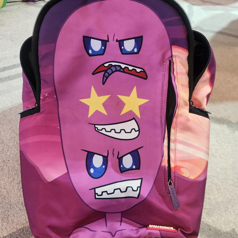 Sprayground Teens Kids Backpack - Purple and Pink Cartoon Design